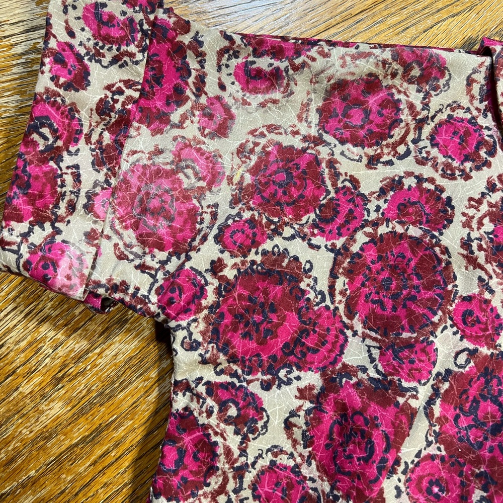 VINTAGE 50s MCM Ann Taylor cotton floral day‎ dress flare skirt rounded collar - Picture 16 of 16